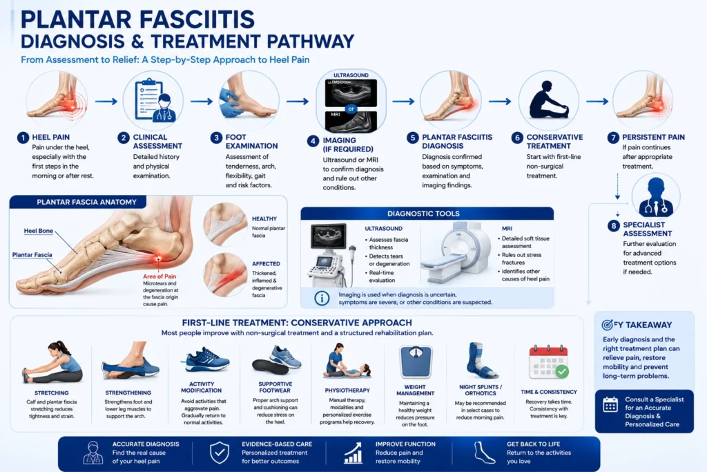 Plantar fasciitis diagnosis and treatment options for chronic heel pain