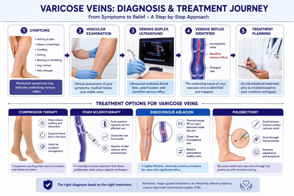 Varicose veins diagnosis with duplex ultrasound and minimally invasive treatment options