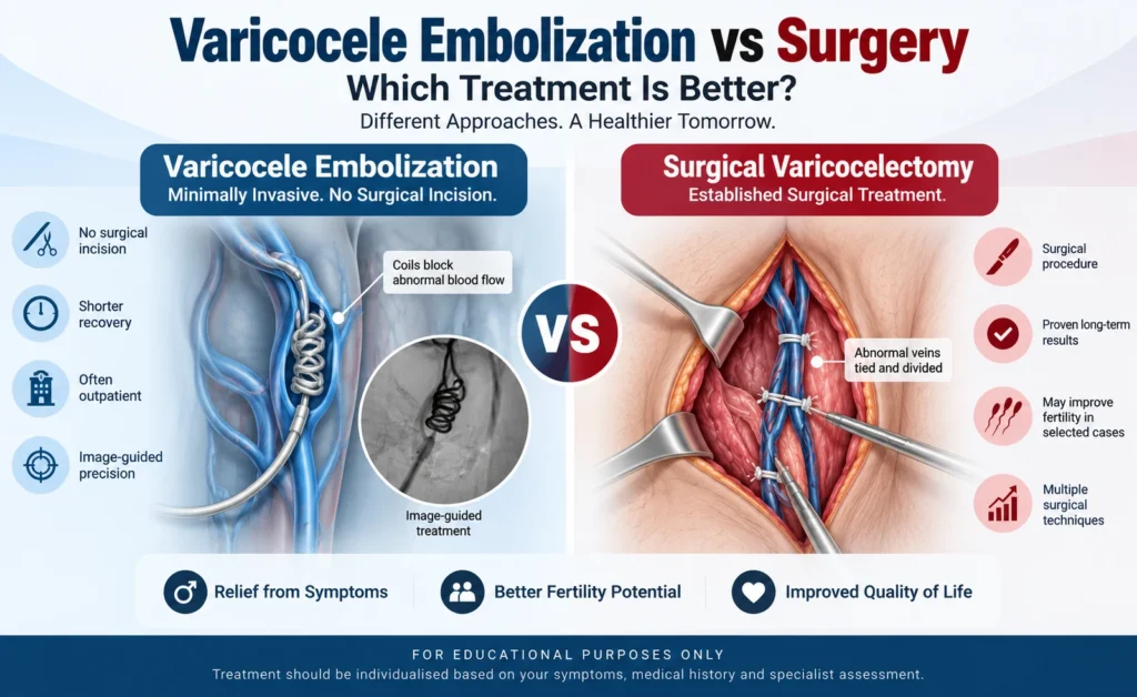 Varicocele Embolization vs Surgery
