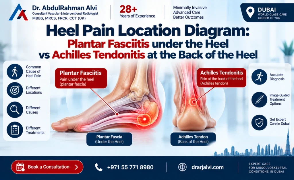 Heel pain location diagram